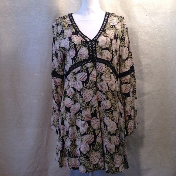 entro Dresses & Skirts - 🌈Entro Pineapple Print Dress Peasant Boho Medium